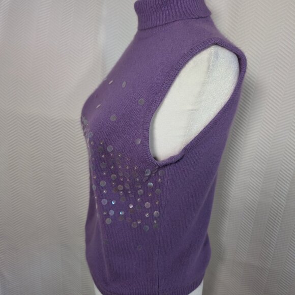 Vintage Jessica Purple Angora Sleeveless Sweater Beaded Sequins Soft Glam Large - Picture 2 of 13